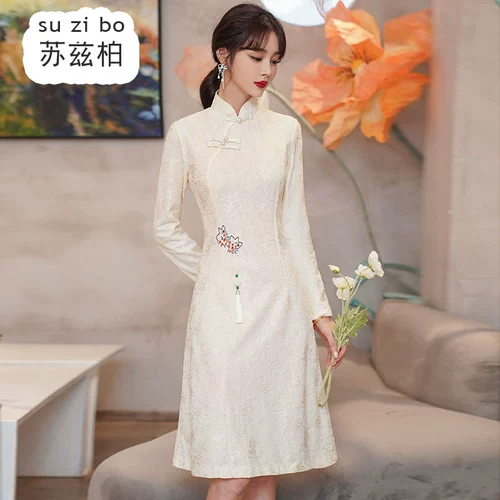 Ретро приталенное демисезонное ципао, легкое свадебное платье, китайский стиль, для подружки невесты