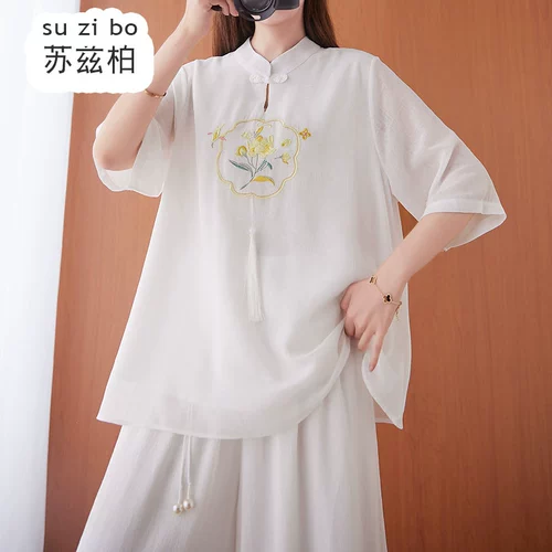 Летнее ханьфу, ретро ципао, комплект, китайский стиль