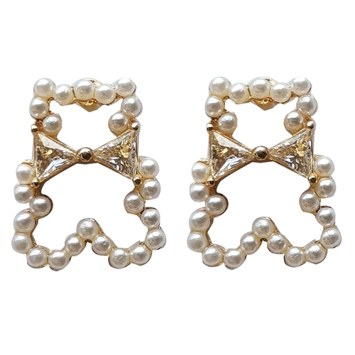 Милая серебряная игла, серьги, бусины из жемчуга, брендовые клипсы, серебро 925 пробы, с медвежатами, простой и элегантный дизайн, японские и корейские