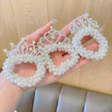 Детская резинка для волос из жемчуга для девочек, эластичный аксессуар для волос, корона