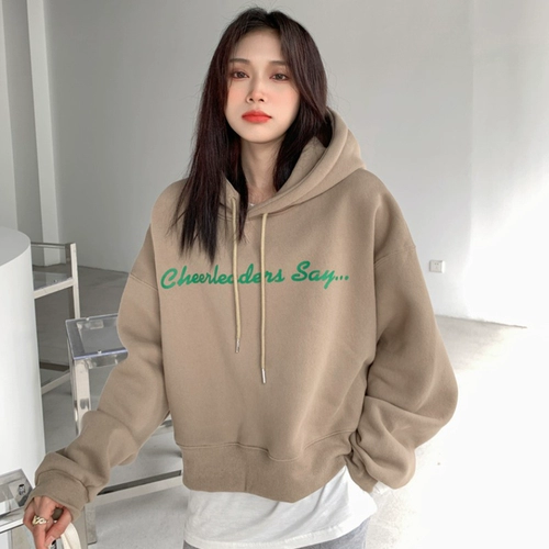 Толстовка с капюшоном, короткая куртка для школьников, в американском стиле, подходит для подростков, оверсайз, в корейском стиле