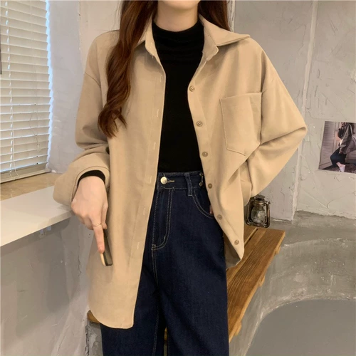 Осенняя вельветовая рубашка, сексуальная ретро куртка, оверсайз