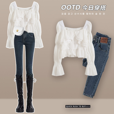 taobao agent In the early autumn, with a whole set of fashion, early autumn new women's clothing set, small frying street pencil pants, two pieces of two pieces