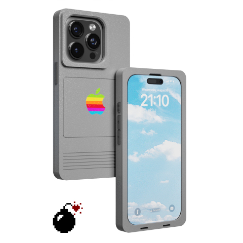 Retro Macintosh : Vintage Rainbow Logo, Textured Finish – 17, 16, 15, 14, 13, 12 Plus/Pro/Max/Air iPhone Case