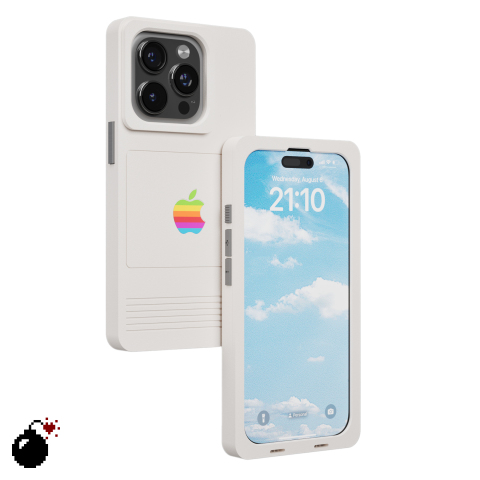 Retro Macintosh : Vintage Rainbow Logo, Textured Finish – 17, 16, 15, 14, 13, 12 Plus/Pro/Max/Air iPhone Case