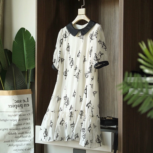 Летнее платье, модная дизайнерская кукла, в западном стиле, в цветочек, кукольный воротник, свободный крой, А-силуэт