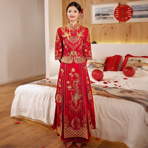Традиционный свадебный наряд Сюхэ, свадебное платье для беременных, коллекция 2023, дракон и феникс, подходит для подростков, по фигуре