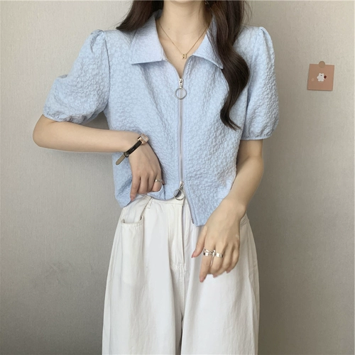 Летняя небольшая дизайнерская короткая рубашка, тренд сезона, французский стиль