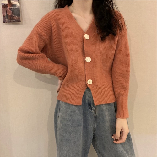 Демисезонный фонарь, короткий лонгслив, свитер, кардиган, куртка, новая коллекция, свободный крой