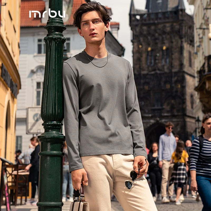 Star's same MrBu long-staple cotton white long-sleeved T-shirt men's casual spring and autumn bottoming top with T-shirt