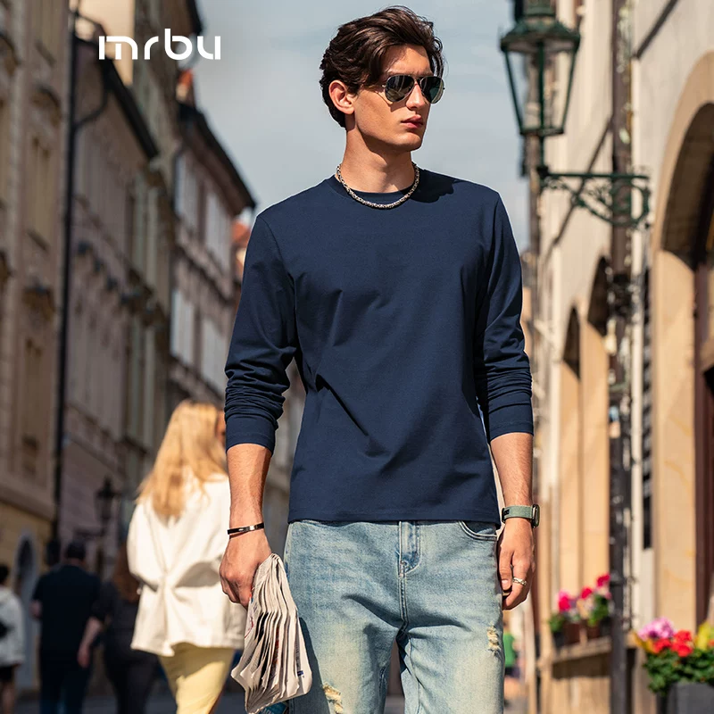 Star's same MrBu long-staple cotton white long-sleeved T-shirt men's casual spring and autumn bottoming top with T-shirt