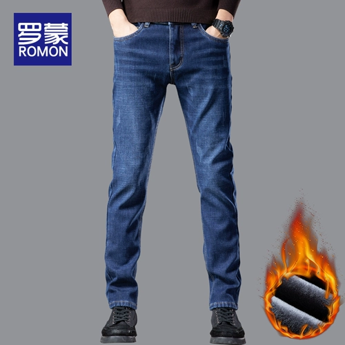 Демисезонные утепленные джинсы, эластичные штаны, зимние повседневные брюки, коллекция 2021, облегающий крой