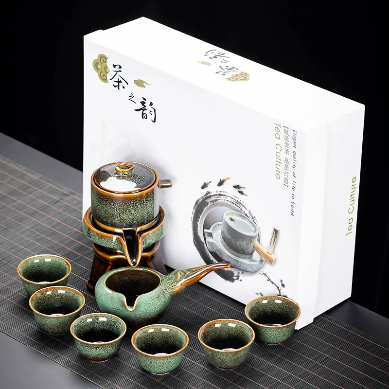 Tea set, ceramic teapot, automatic tea cup, anti-scald
