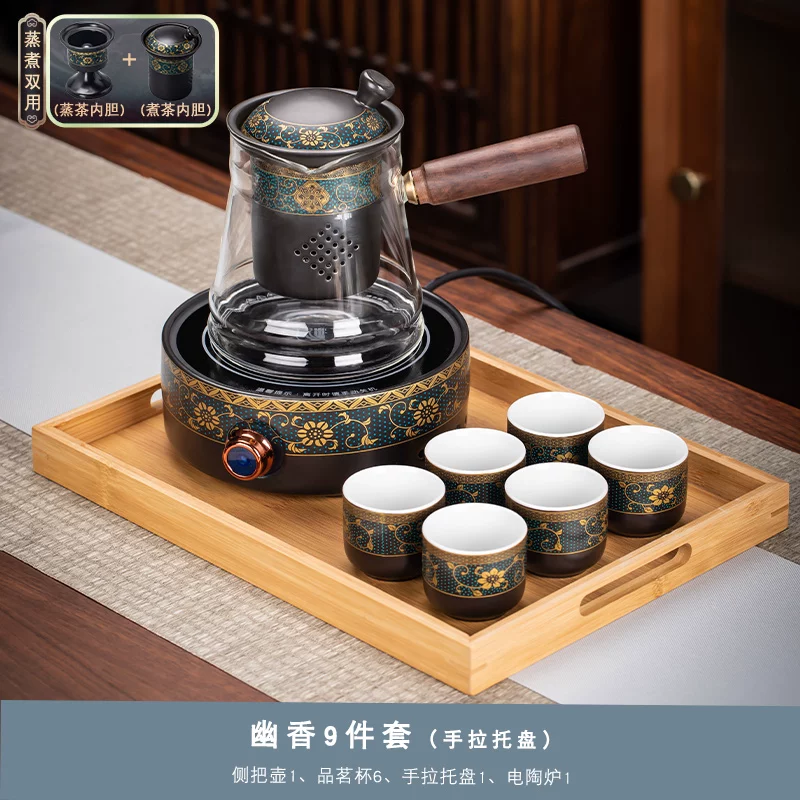 Tea set, ceramic teapot, automatic tea cup, anti-scald