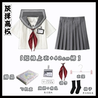 Юбка в складку, шейный платок, вешалка, короткий рукав, 42см