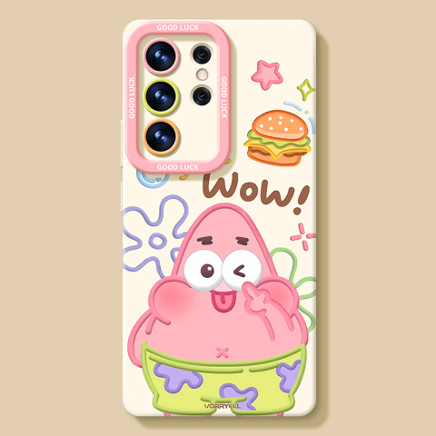 Pastel SpongeBob & Patrick Cartoon Silicone For Girls Hug! S25, S25 Plus, S25 Ultra, S24, S24 Plus, S24 Ultra, S23, S23 Plus