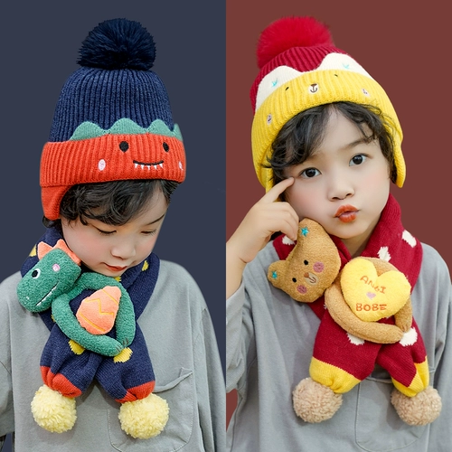 Детская удерживающая тепло трикотажная шерстяная ветрозащитная мультяшная милая зимняя шапка для мальчиков