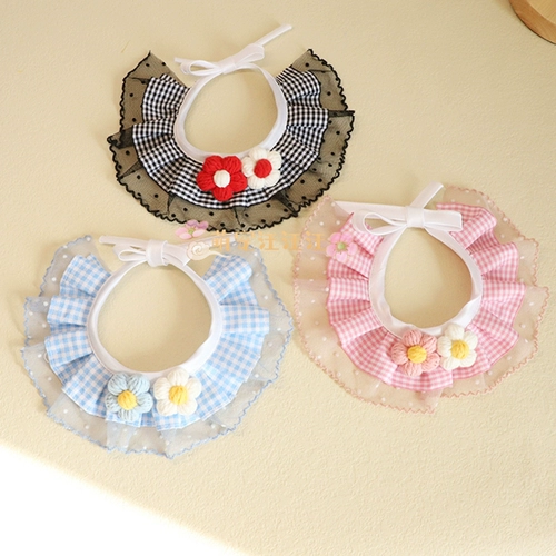 Шарф из кошачьего кружева, шарф из собачьей слюны, вязаный ошейник для домашних животных из слоеного цветка, рэгдолл, бабочка Бишон, фотоаксессуары