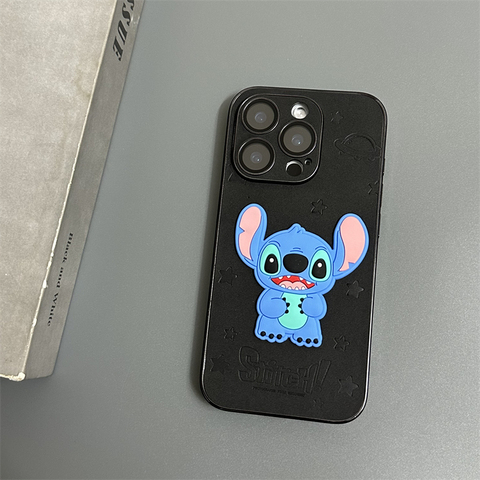 3D Cartoon Stitch For Girls Synthetic Leather Plus/Pro/Max – 16, 15, 14, 13, 12 iPhone Case