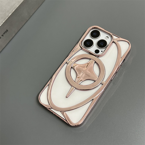 Art Deco Silver Star Hollow Cross Stitched MagSafe Phonev Plus/Pro/Max – 16, 15, 14, 13, 12 iPhone Case
