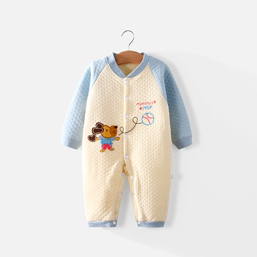 Детское демисезонное стеганое удерживающее тепло термобелье, зимняя флисовая одежда для новорожденных, детский хлопковый пуховик, свободный крой, увеличенная толщина