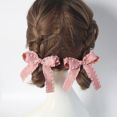 taobao agent Japanese dual ponytail pairing card side clip niche retro JK double ponytail bows hair circle girl headgear
