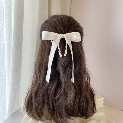 taobao agent XG Korean version of the new girl reduction bow ribbon half -tie hair clip clip spring clip duckbill clip hair accessories