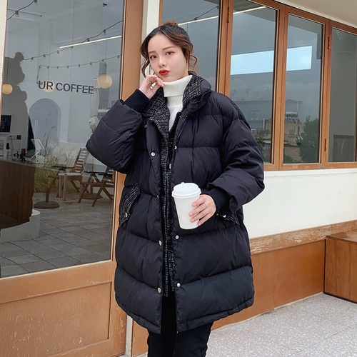 Длинный черный пуховик, зимний стеганый комплект с пухом, средней длины, 2020, оверсайз, увеличенная толщина