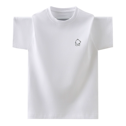 Белая футболка с коротким рукавом для мальчиков, хлопковая летняя одежда, летний комплект, подходит для подростков, в западном стиле