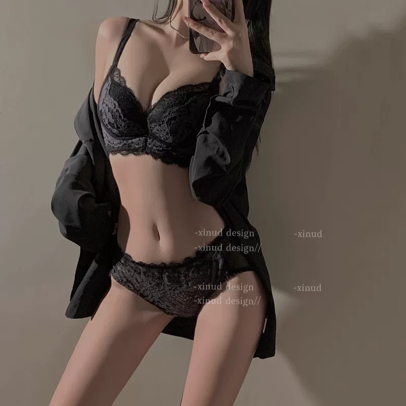 Comfortable wireless bra, lace set, french style