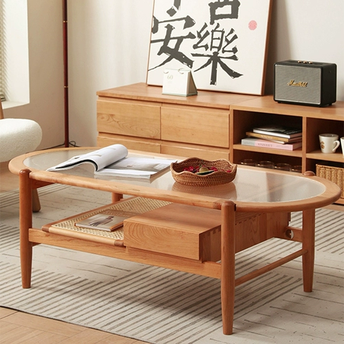 Японский стиль сплошной древесины Кафеты Маленькая квартира Чангун Стекло из стеклянного края Несколько современных минималистских гостиных Дома