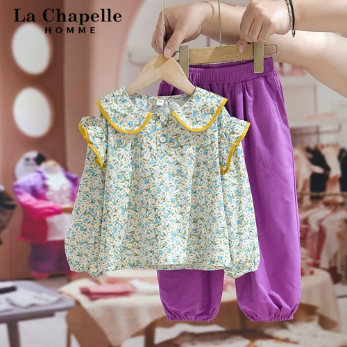 Осенний детский комплект, детская одежда, цветочный принт, популярно в интернете, в западном стиле