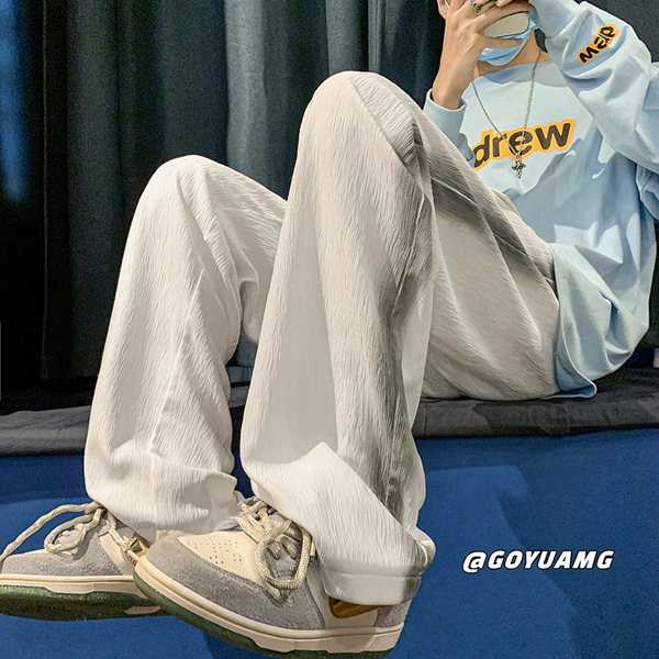 Белые цветные трендовые штаны, изысканный стиль, свободный прямой крой