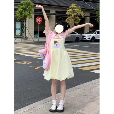 taobao agent Summer cute Japanese soft yellow dress for princess, suitable for teen