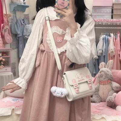 taobao agent Spring Japanese soft cute universal corduroy suspenders, dress