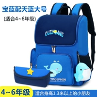 Синий большой ранец, пенал для школьников, дельфин, 4-6 года