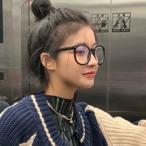 Черные синические колонки очки Magnites Girls с бурным большим большим большим лицом, большое лицо, сексуальная студенческая мода корейская версия