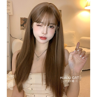 taobao agent A bite of meow wigs female long straight Korean natural JK daily round face simulation Qi Liu Hai net red lolita wig