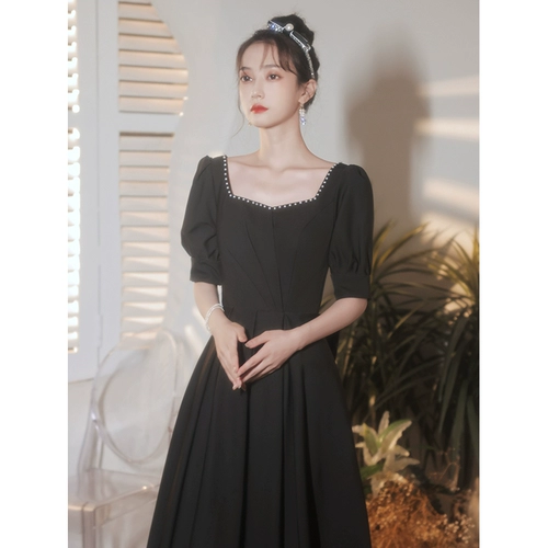 Черное вечернее платье, элитная юбка, французский стиль, подходит для подростков