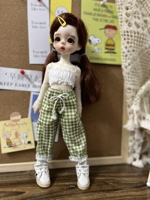 taobao agent Six points BJD daily baby clothes drawing rope lattice trousers meow meow study agency