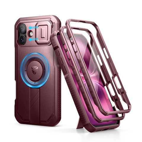 Dexnor Kickstand Camera Lens Protection Multifunctional 3 Layer Drop Resistant Heavy Duty 16, 16 Plus, 16 Pro, 16 Pro Max