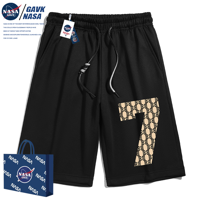 拍2件！NASA夏季冰丝情侣运动短裤