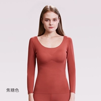 【上衣】焦糖色【带胸垫免穿文胸-发热德绒-适宜8~20°C】