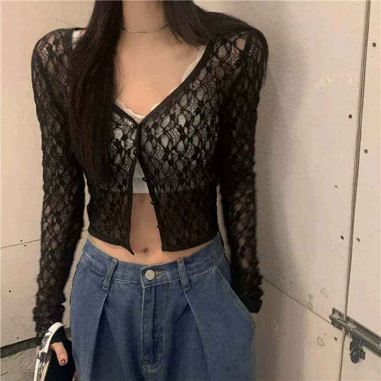 lace base sexy genuine cardigan, sun protection