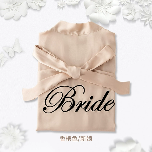 染沁 Красная пижама для невесты, шелковый банный халат, для подружки невесты, с вышивкой, делается под заказ