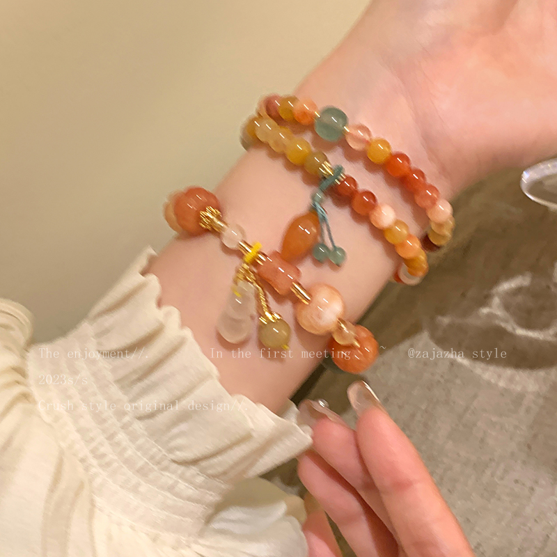 New2024 Luxus-Kürbis-Goldfaden-Jade-gewebtes Seilarmband Damen-Stil Handstrang Neues chinesisches kleines und hochwertiges Perlenhandwerk_voghion.com