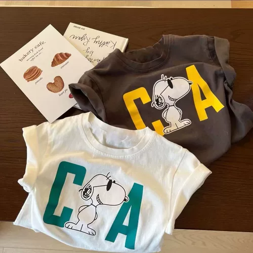 Хлопковая летняя мультяшная детская футболка с коротким рукавом подходит для мужчин и женщин, в корейском стиле, круглый воротник