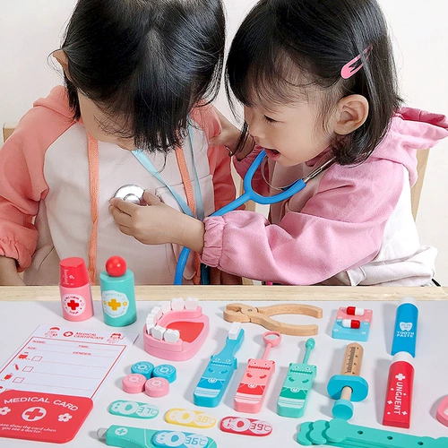 Детская семейная деревянная игрушка, реалистичный комплект, стетоскоп, детский шприц, униформа медсестры для мальчиков, подарок на день рождения