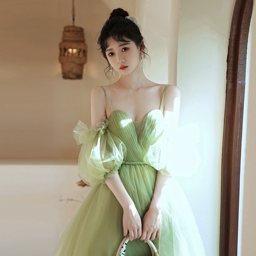 Вечернее платье, элитная юбка, зеленый наряд маленькой принцессы, изысканный стиль