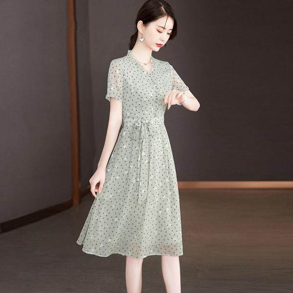 Шифоновое летнее платье, модная длинная юбка, коллекция 2022, городской стиль, по фигуре, средней длины